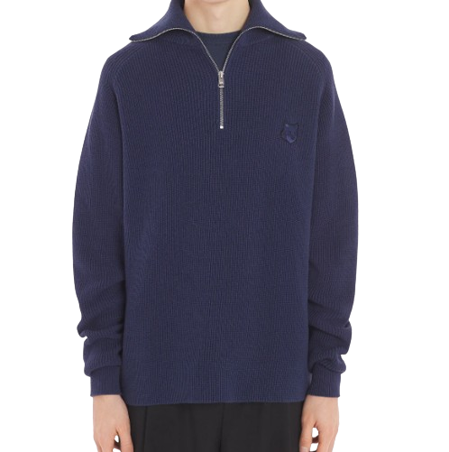 PULL BOLD FOX HEAD PATCH HALF ZIP RIBBED JUMPER