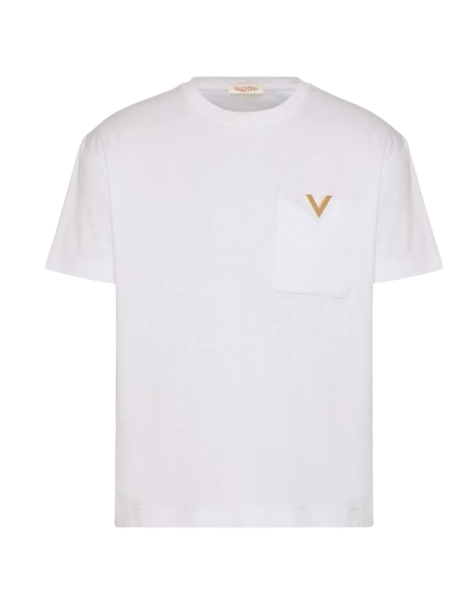 T-SHIRT EN COTON AVEC ÉLÉMENT V EN MÉTAL